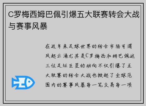 C罗梅西姆巴佩引爆五大联赛转会大战与赛事风暴